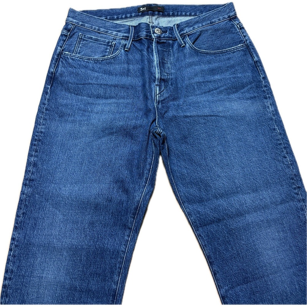 3x1 NYC Cropped Frayed Jeans Women Size 31 Medium Blue USA Made Fringe Boho Fun - Picture 2 of 10